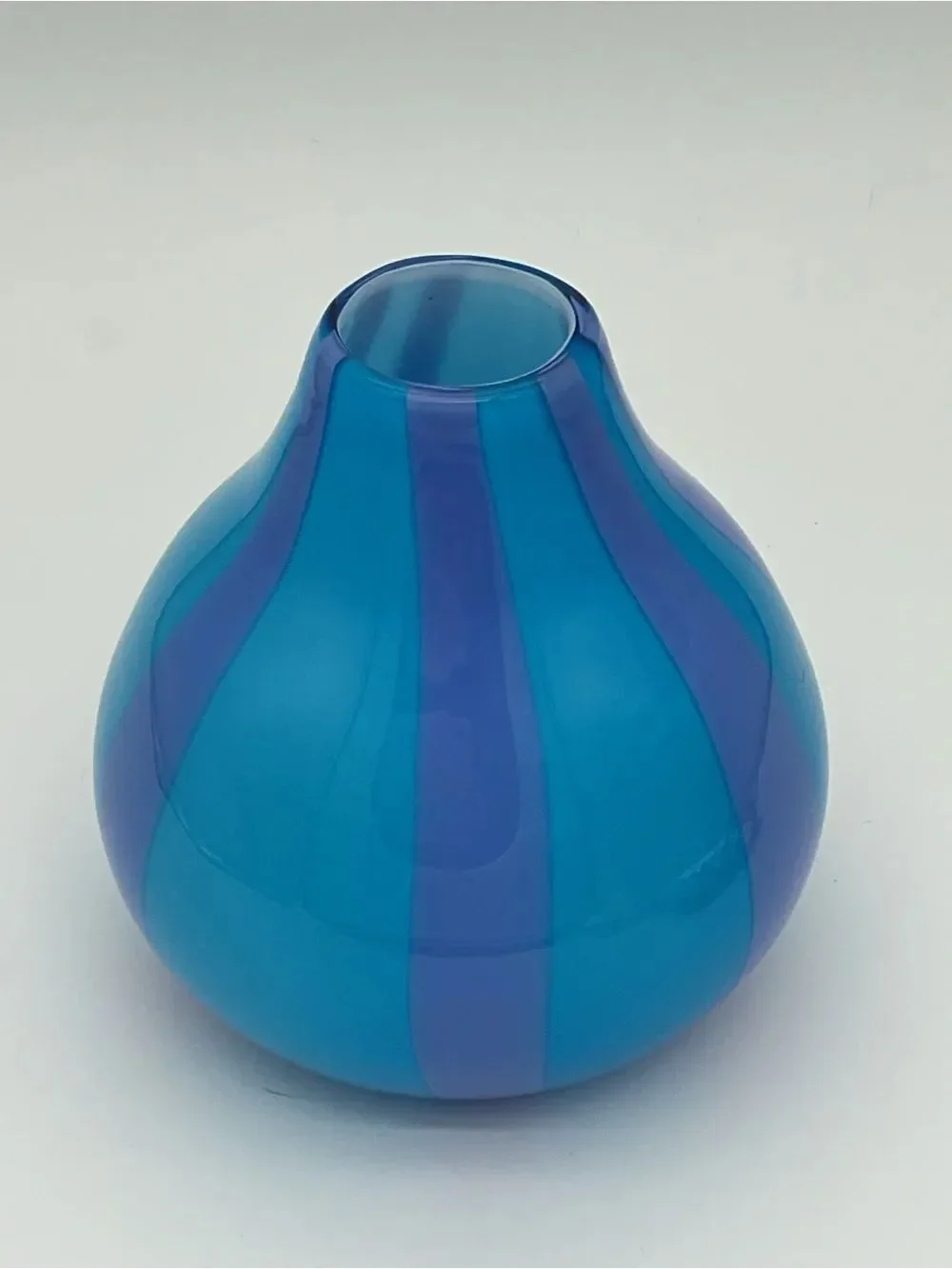 Pier 1 Blue & Purple Striped Art Glass Vase